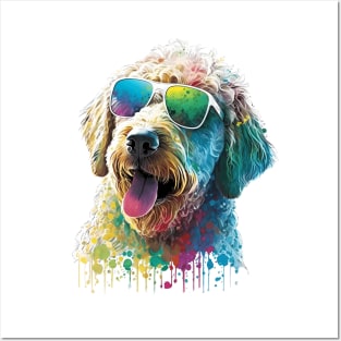 golden doodle dog and sunglasses in Summer One Posters and Art